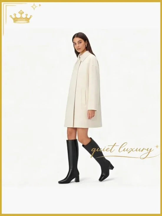 Knee High Boots Chunky Heel Side Zip Pointed Toe